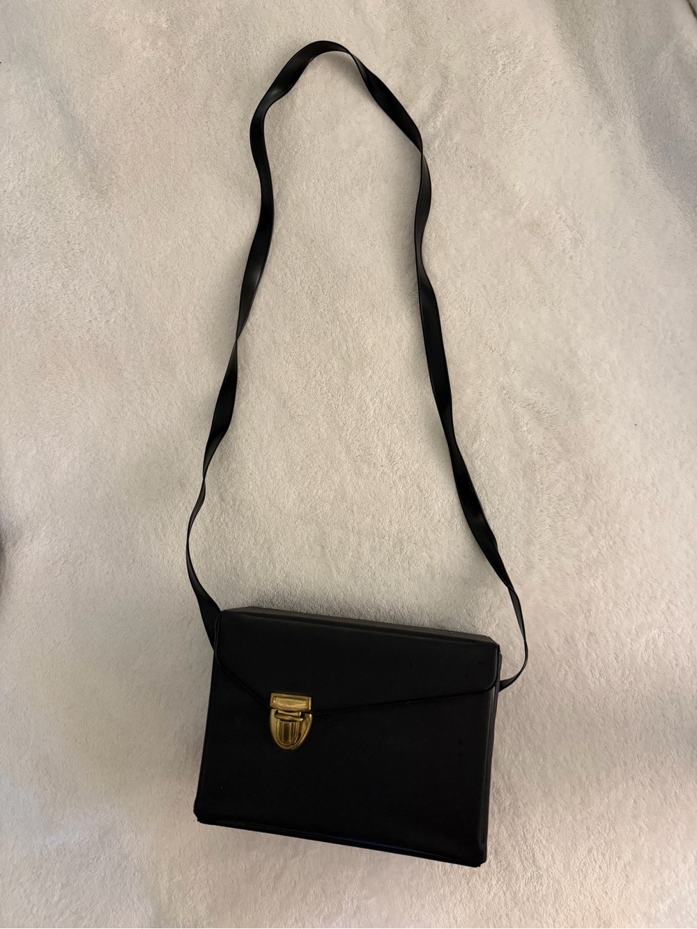 Vintage structured camera Bag with Gold Hardware